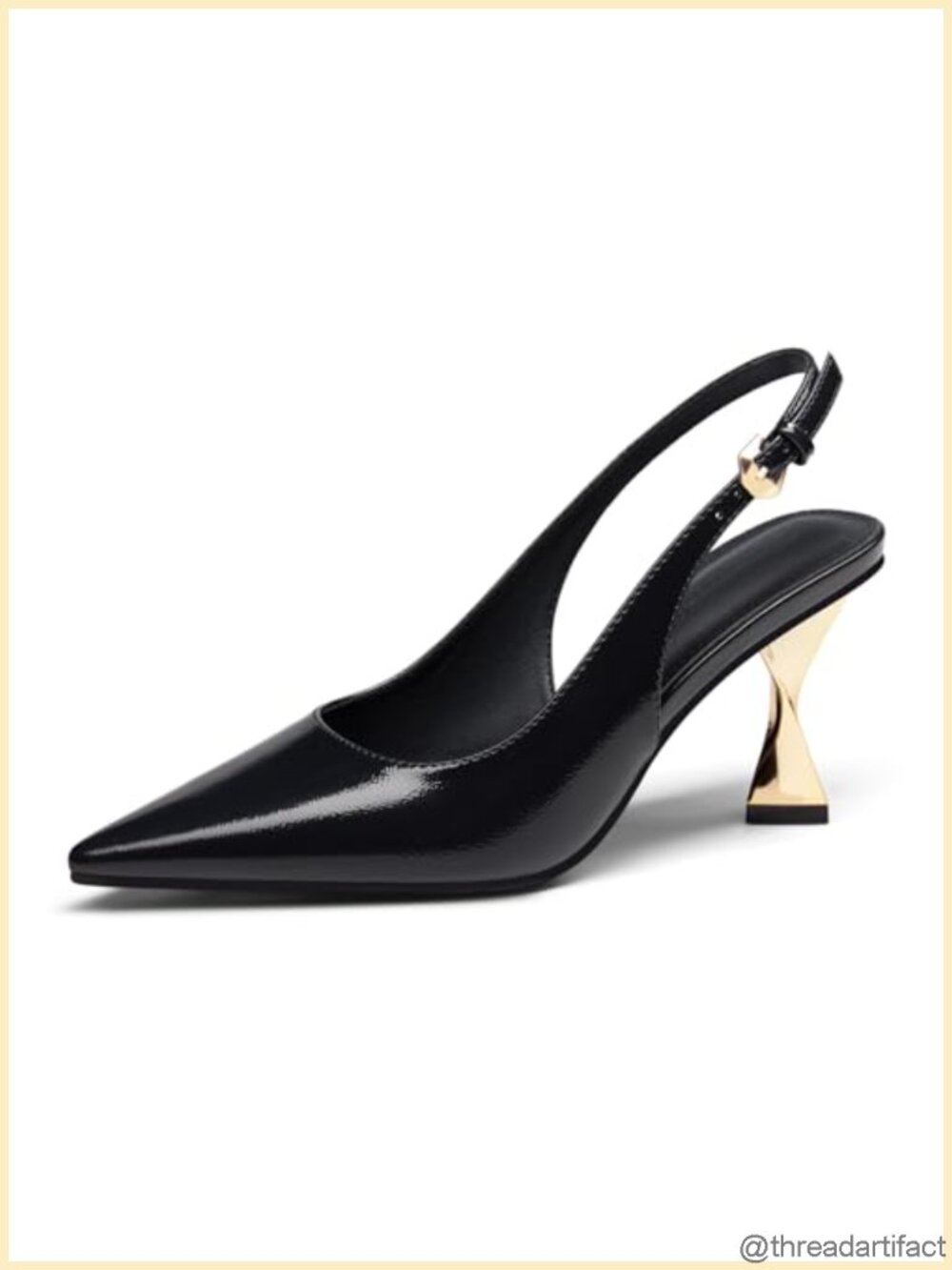 Women's Kitten Heels Slingback Pointed Closed Toe Pumps Faux Leather Pumps for